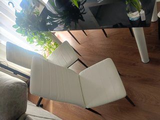 Mesa Cristal Negro + 6 Sillas Polipiel