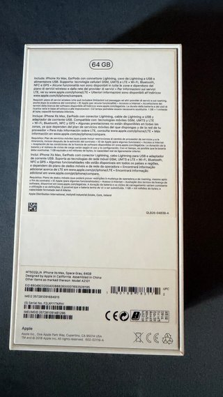 Scatola originale iPhone XS Max 64GB