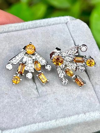 Pendientes Plata 925 Citrino Natural