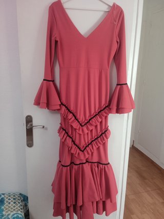 Vestido Flamenca Coral Volantes Negro