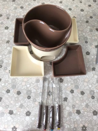 Set Fondue Chocolate Cerámica y Metal