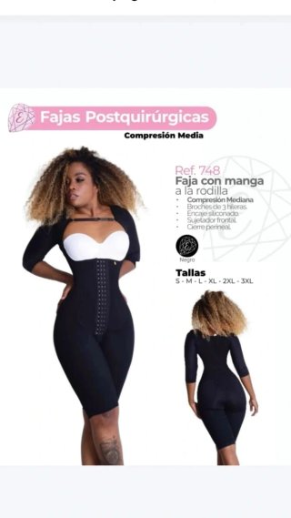 Faja Postquirúrgica Manga Rodilla Negra