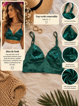 Top Esmeralda Satinado Talla XS