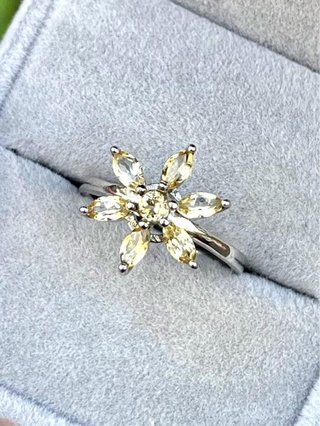 Anillo Plata 925 Citrino Natural Flor