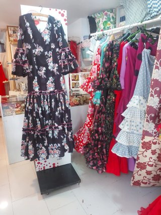 Traje Flamenca Negro Multicolor Talla Única