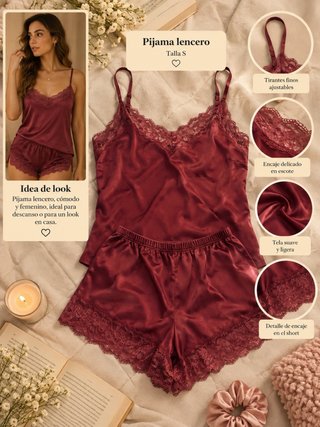 Pijama Lencero Granate Talla S