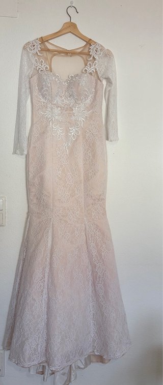 Vestido de Novia Encaje Rosa y Blanco