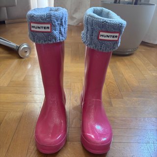 Botas de agua Hunter rosas con calcetines talla 34
