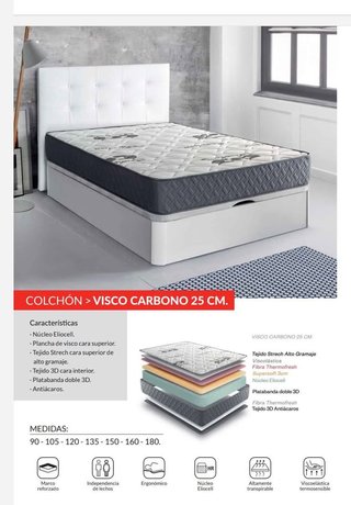 Canapé y Colchón Visco Carbono 25 cm
