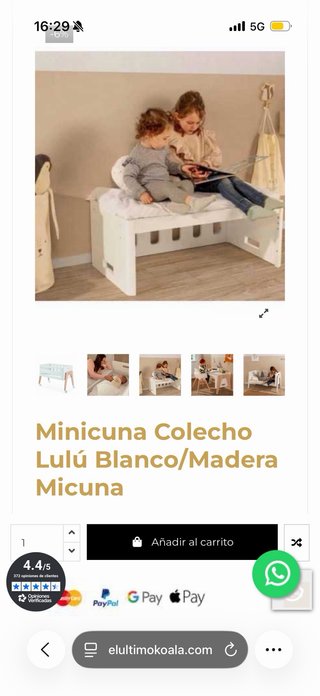 Minicuna colecho Lulú madera blanca Micuna