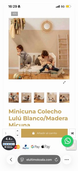 Minicuna colecho Lulú madera blanca Micuna