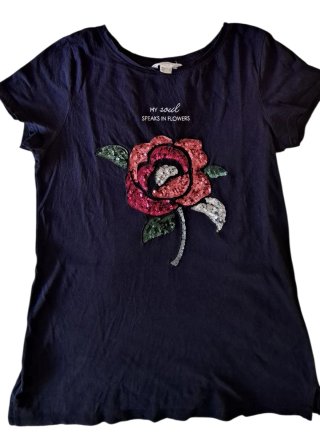 Camiseta Springfield Negra Talla XS decorada
