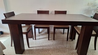 Conjunto mesa 180x90 y 6 sillas comedor madera