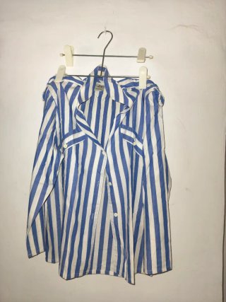 Camisa Vintage Rayas Azules y Blancas