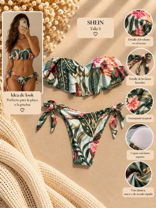 Bikini SHEIN Estampado Tropical Talla S