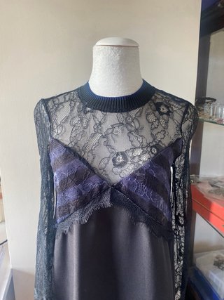 Vestido cóctel negro y azul