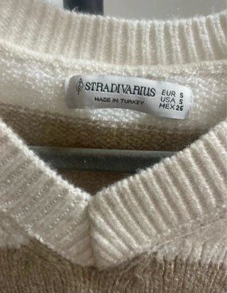 Jersey Stradivarius rayas beige y blanco Talla S