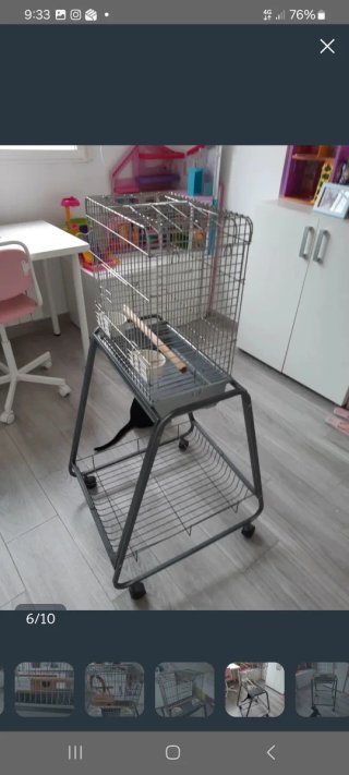Jaula para pájaros con soporte y ruedas