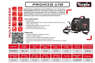 Soldador Inverter Cevik PROMIG 170