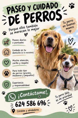 Paseadora de perros ¡CONTACTO!:624586696