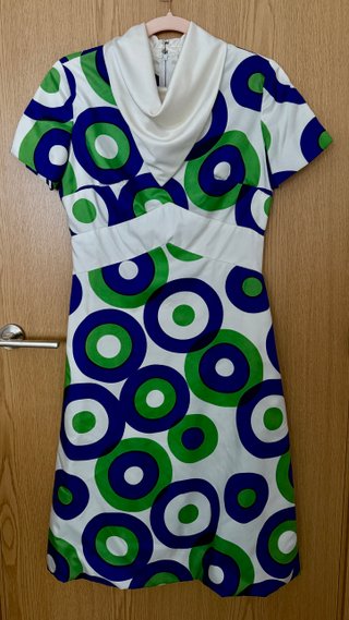 Vestido Vintage Años 60 Estampado Geométrico