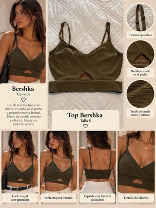 Top Bershka Verde Talla S