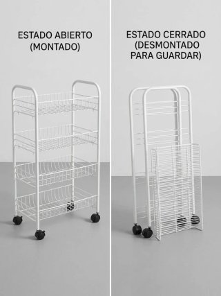 Estantería metálica con ruedas
