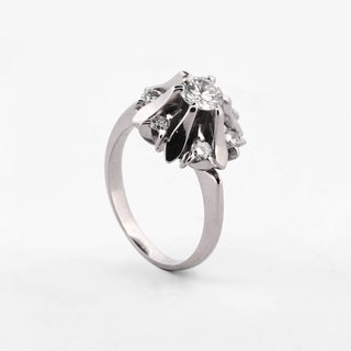Anillo Rosetón Oro Blanco 18kt Diamantes