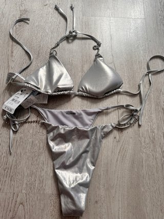 Bikini Tezenis Plateado Talla S