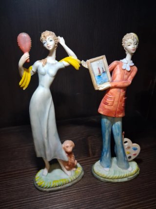 Coppia Statuine Vintage Anni '70 Stile Peynet