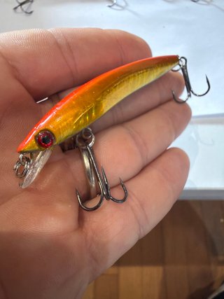 Señuelo de pesca con acabado brillante