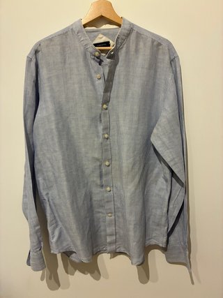 Camisa Cortefiel Cuello Mao Rayas Azul