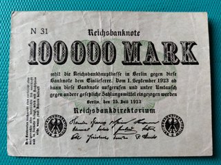 BILLETE DE ALEMANIA - 100000 MARCOS AÑO 1923 01