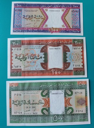 3 BILLETES DE MAURITANIA - NUEVOS