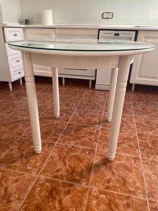 Mesa de Madera Blanca y 6 Sillas de Cocina