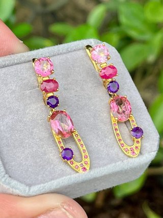Pendientes Topacio Rosa, Rubí y Amatista