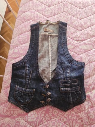 Chaleco vaquero oscuro talla 38