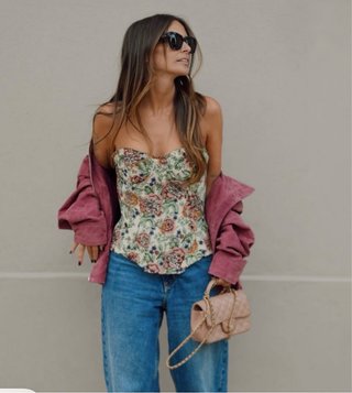 Corsé Jacquard Flores Zara Talla Ly XL