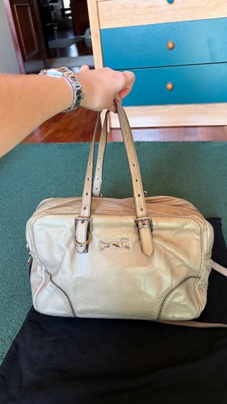 Bolso Piel Vintage Bimba y Lola Beige / crema