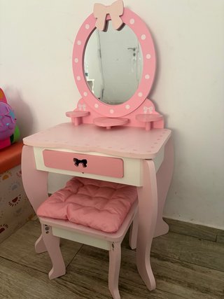 Tocador Infantil con Espejo y Taburete