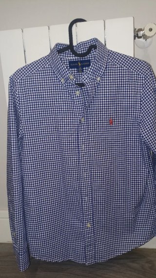 Camisa Polo Ralph Lauren Cuadros Azul 14-16 talla
