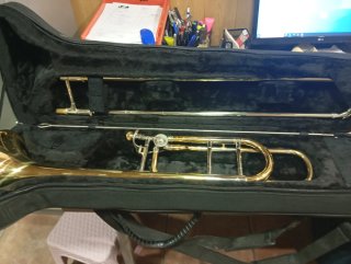 Trombón con estuche