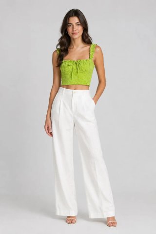 Top Verde con Detalle de Volantes