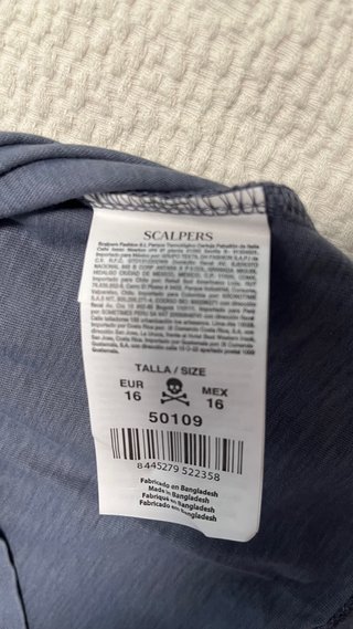 Camiseta Scalpers Talla 16 con etiqueta