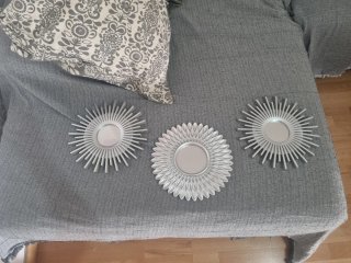 3 Espejos Decorativos Plateados
