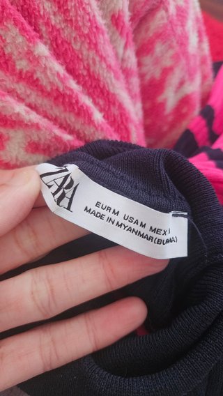 Jersey Zara Rayas Fucsia y Azul marino Talla M