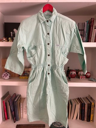 Vestido tejano retro verde agua IDEAS 5 bolsillos