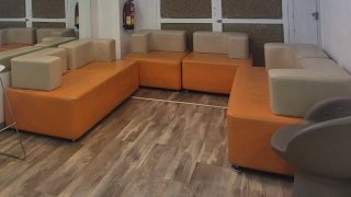 Juego de 4 Sofás Modulares Naranja y Beige