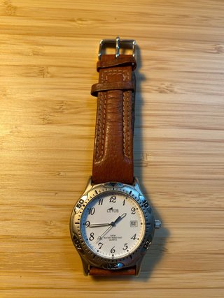 Reloj Lotus Quartz vintage con correa piel marron