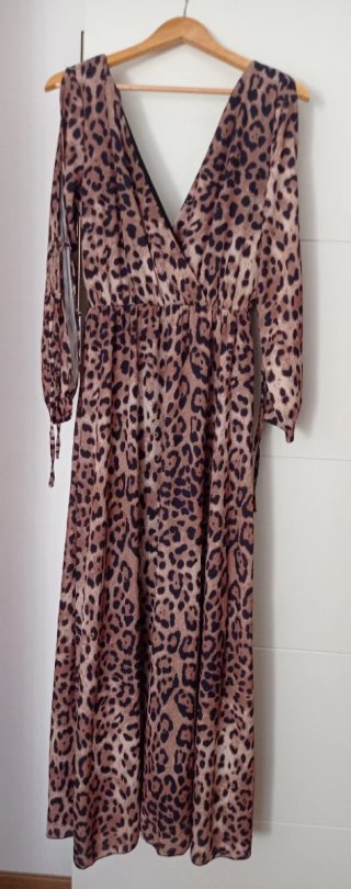 Vestido largo estampado leopardo
